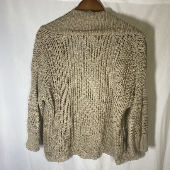 MICHAEL MICHAEL KORS brown wide collar 3/4 sleeve open front cardigan sweater M - Picture 10 of 12